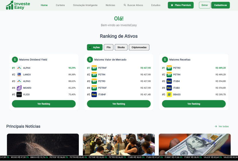 Tela do InvesteEasy (desktop)